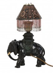 Spelter Elephant Form Boudoir Lamp,
