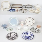 Porcelain and silver plate table items
