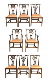 EIGHT CHIPPENDALE STYLE CHAIRS, 20TH