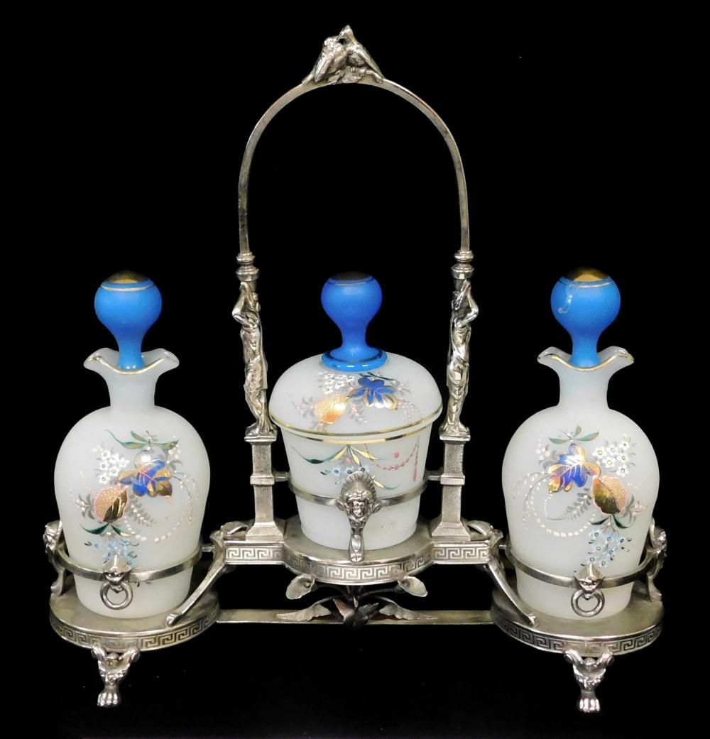 19TH C GLASS DECANTER AND COVERED 2e27fc
