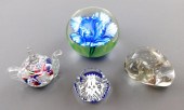 ART GLASS: BACCARAT, ETC., FOUR PAPERWEIGHTS,
