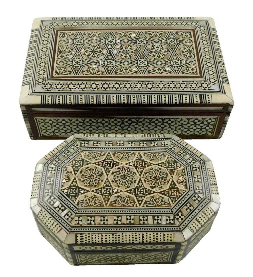 TWO ARABESQUE MARQUETRY BOXES WITH 2e2bad
