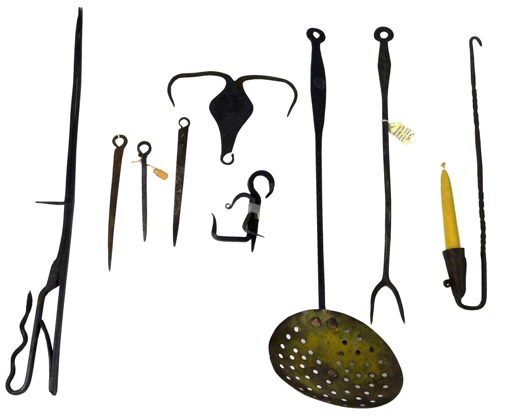 ELEVEN WROUGHT IRON FIREPLACE PIECES  2e2bc3
