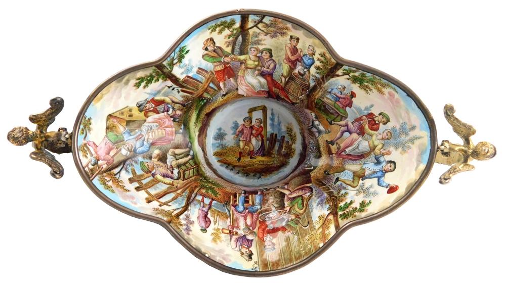 VIENNESE ENAMELED SILVER DISH  2e2c2d