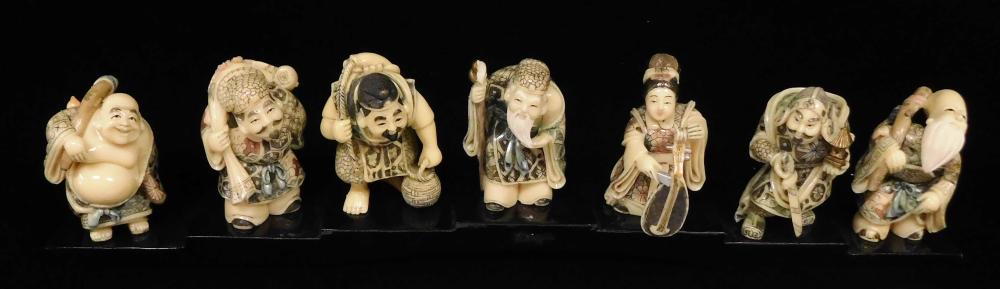 ASIAN: SEVEN CARVED CHINESE FIGURES
