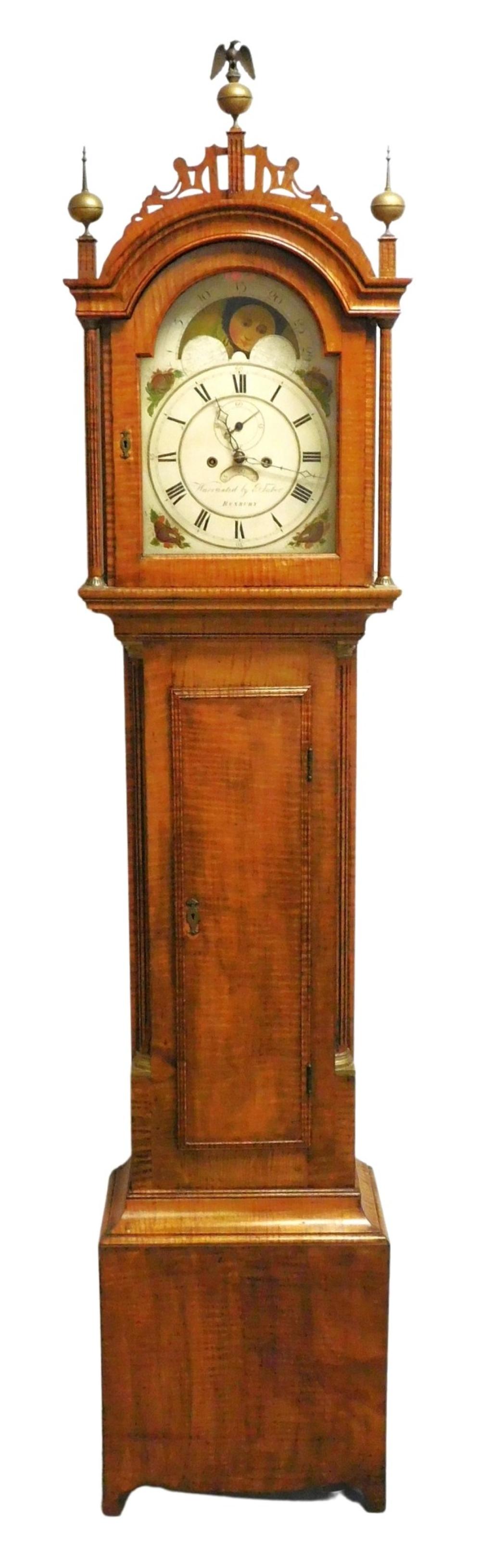  TALL CLOCK IN TIGER MAPLE BENCH 2e2d24