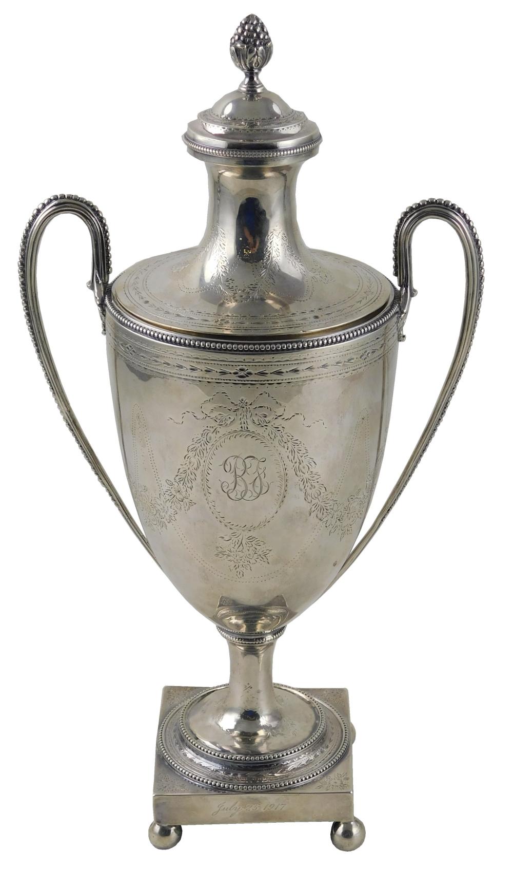 STERLING ENGLISH SILVER URN 1822  2e2d5d
