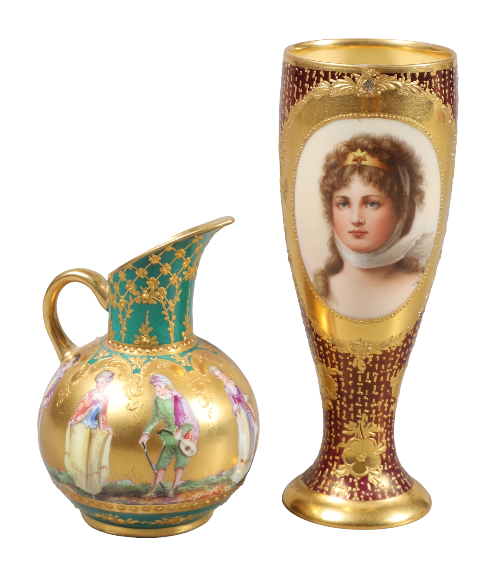 Dresden portrait vase and creamer 2e15f3