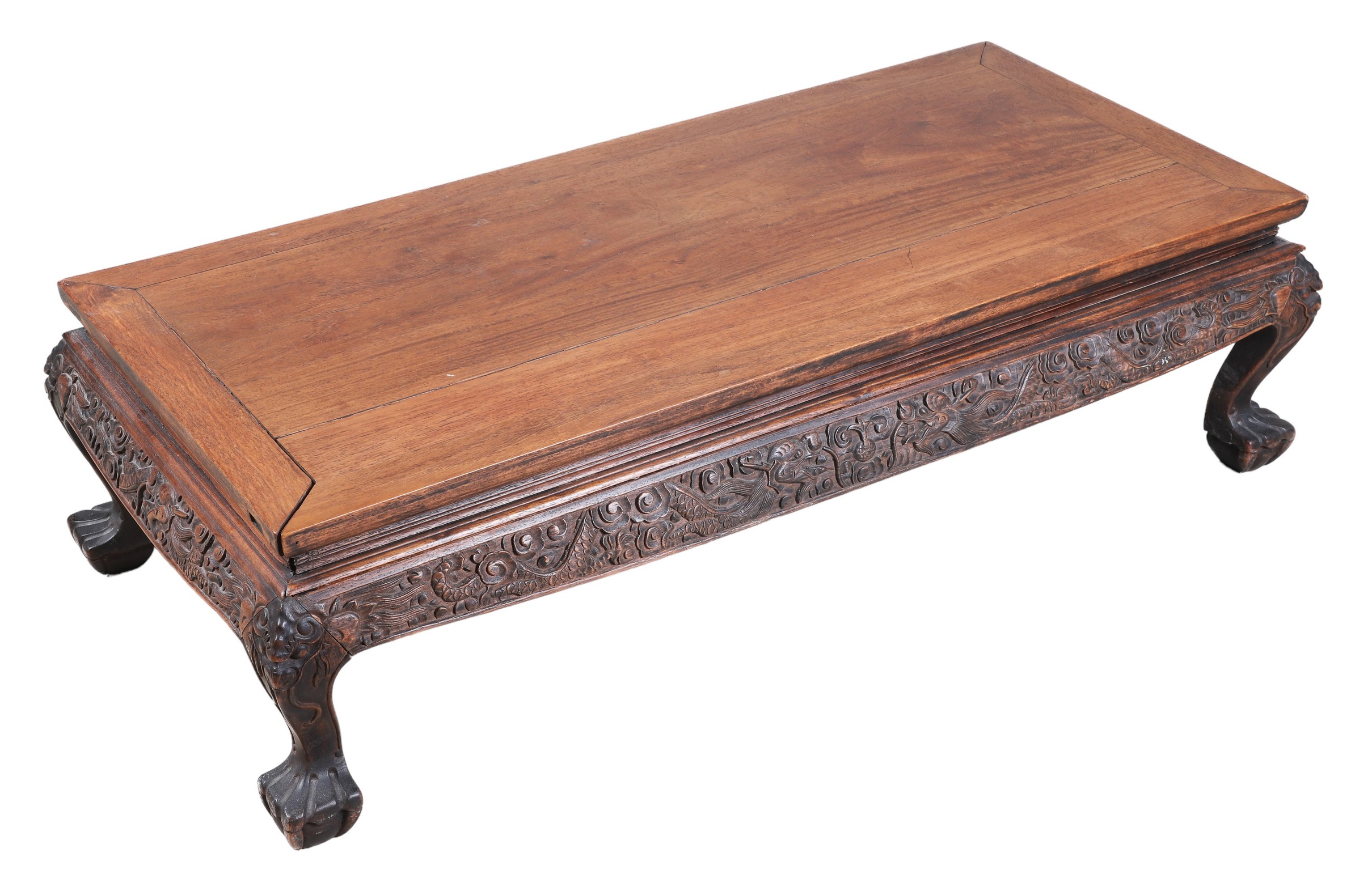 Chinese carved elmwood low table  2e167f