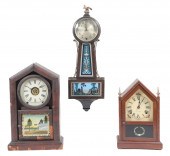 Group of 3 clocks, Ansonia Rosewood