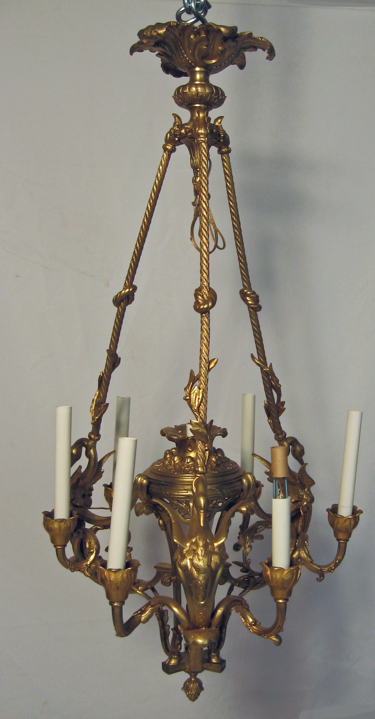 Louis XV style gilt bronze six light 49bed