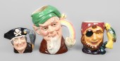(3) Porcelain toby mugs, c/o 1989 Royal