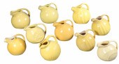 (10) Yellow pottery ball pitchers to