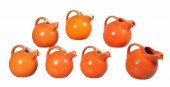 (7) Orange pottery ball pitchers to