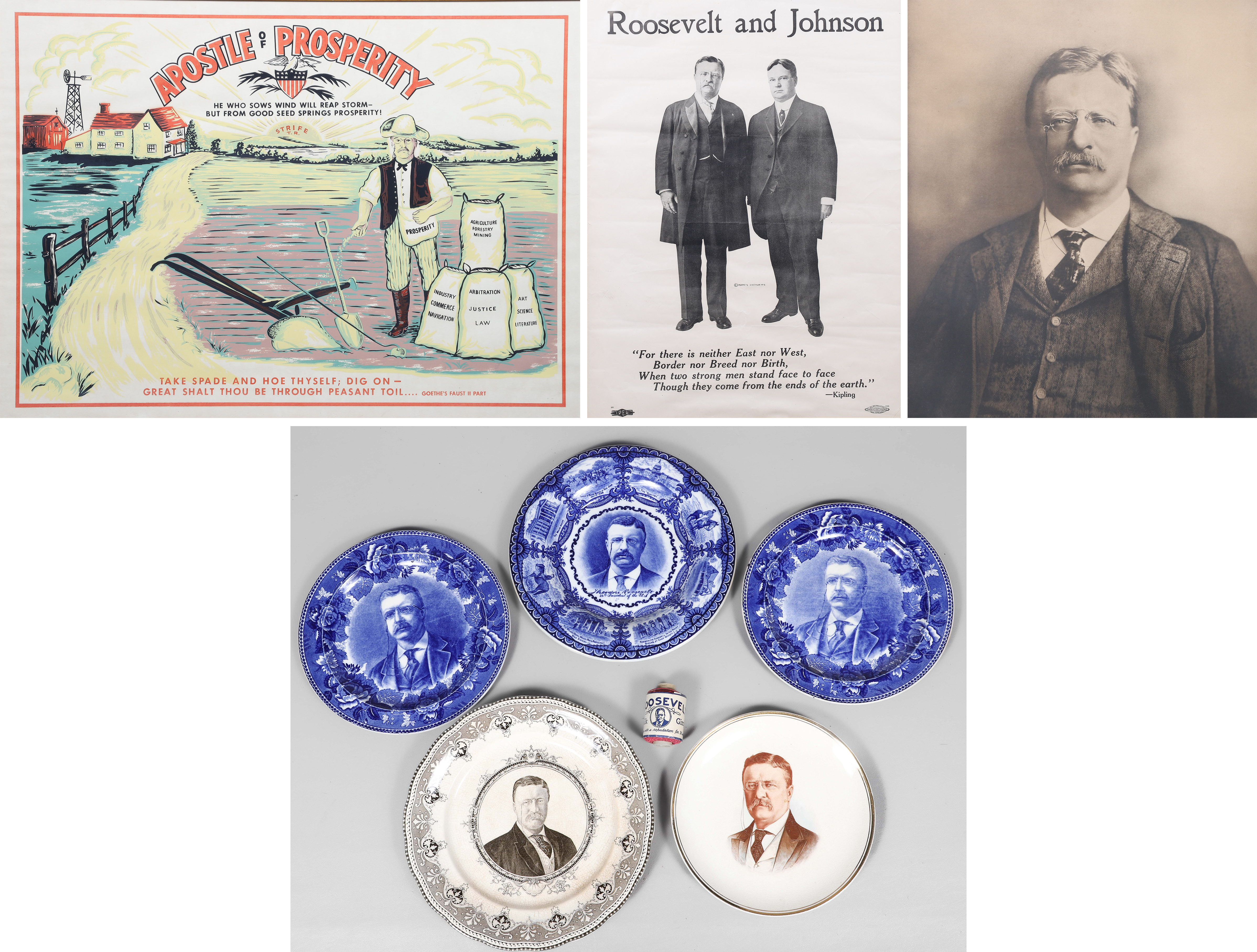 Theodore Roosevelt prints and pottery