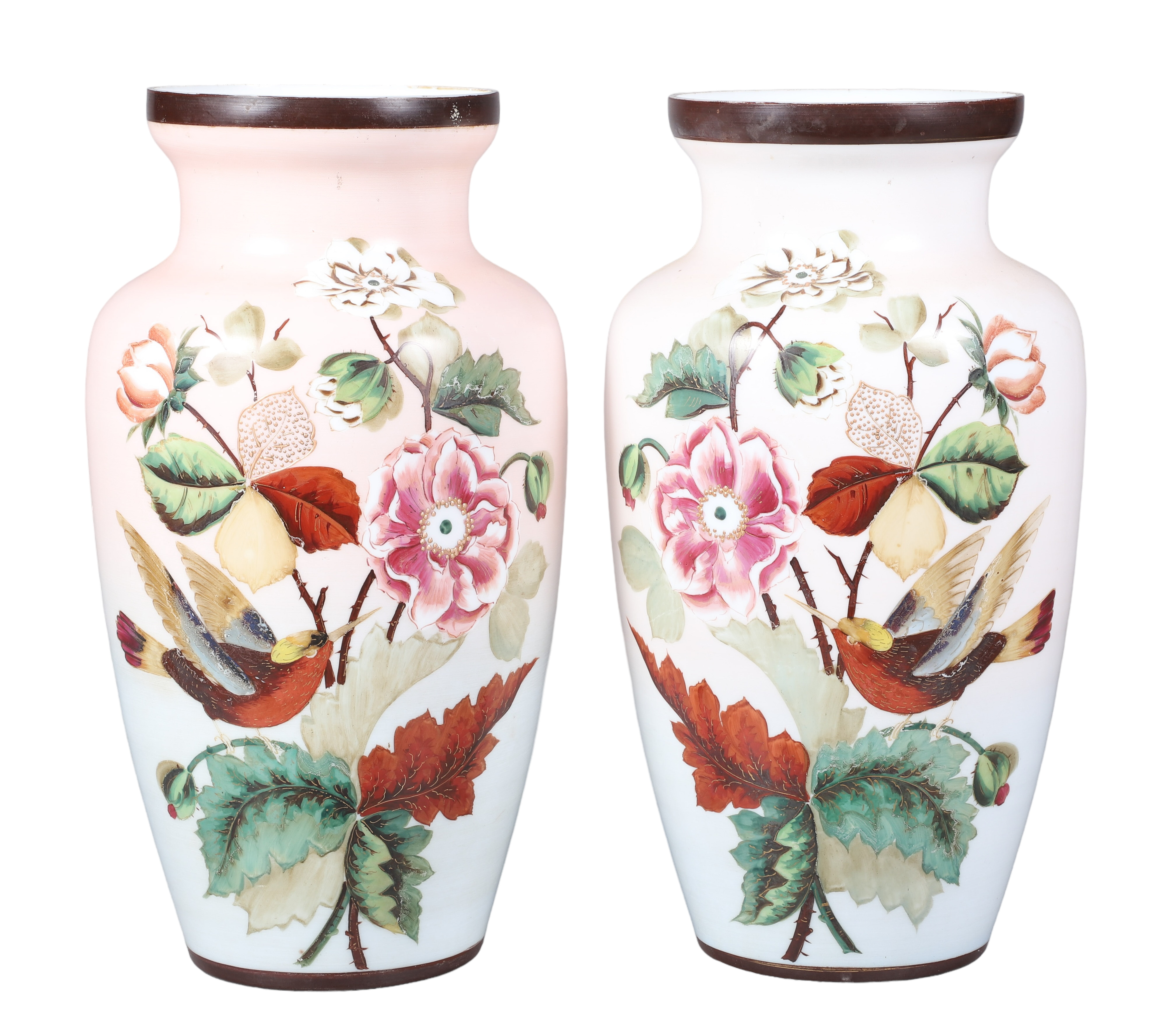 Bristol glass floral painted vase 2e1e28