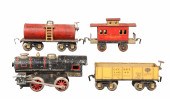 (4) Dorfan prewar train cars, O gauge,