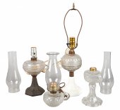  4 Pattern glass oil lamps including 2e204c