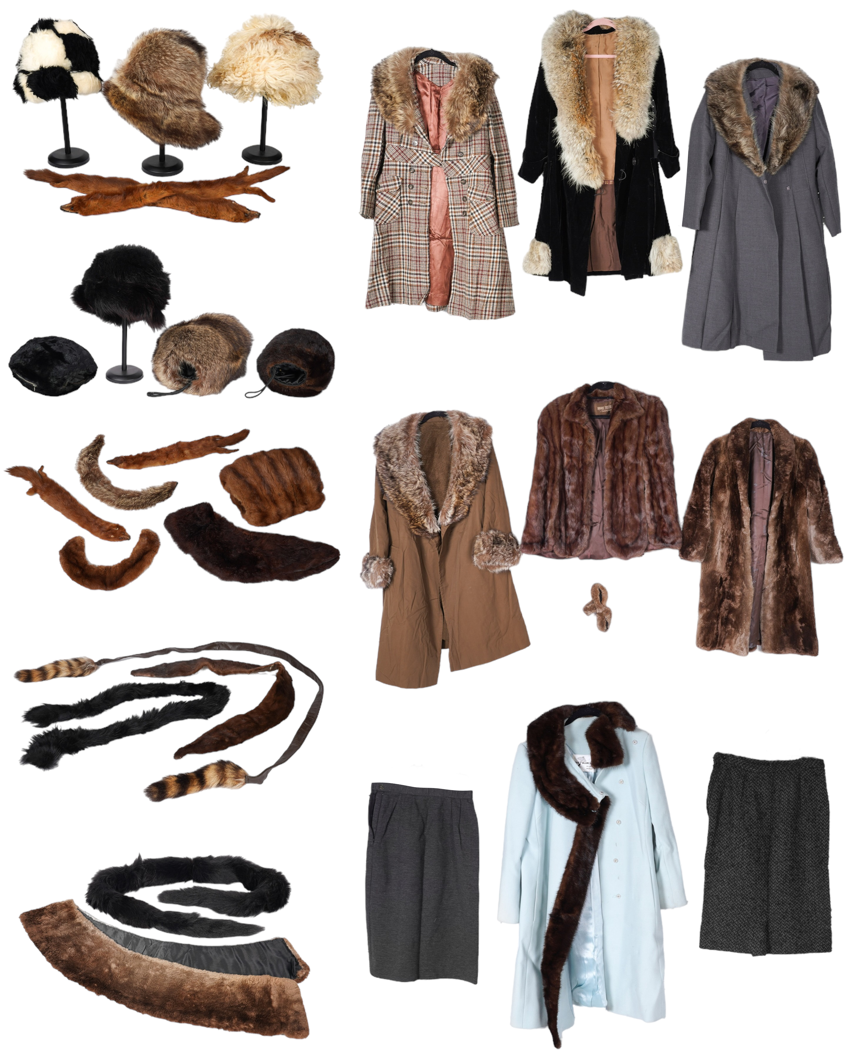 A Large Vintage Fur Coat and Accessories 2e2140