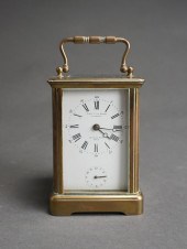 FRENCH BRASS AND CRYSTAL CARRIAGE ALARM