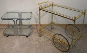 BRASS TWO-TIER TEA CART AND CONTEMPORARY