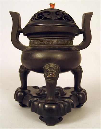 Chinese bronze covered censer    late qing