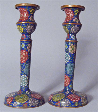 Pair of Chinese cloisonne candlesticks 4a23f