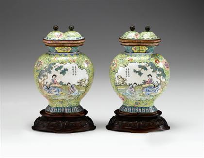 Pair of Chinese Canton enamel double 4a248