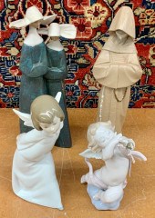 FOUR ASSORTED LLADRO PORCELAIN FIGURINES,
