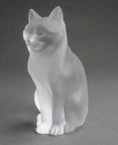 LALIQUE CHAT ASSIS FROSTED CRYSTAL