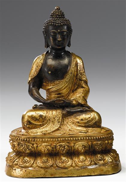 Sino Tibetan partially gilt bronze 4a341