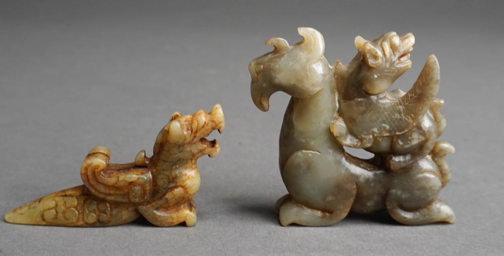 TWO CHINESE CARVED JADEITE FIGURINESTwo 2e4a53