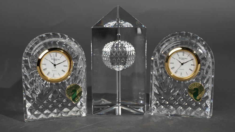 TWO WATERFORD CRYSTAL DESK CLOCKS 2e74ae