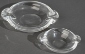 TWO STEUBEN CRYSTAL ASHTRAYS, D OF LARGER: