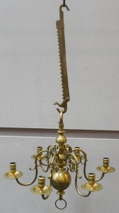 DUTCH ROCOCO STYLE SOLID BRASS FIVE-LIGHT