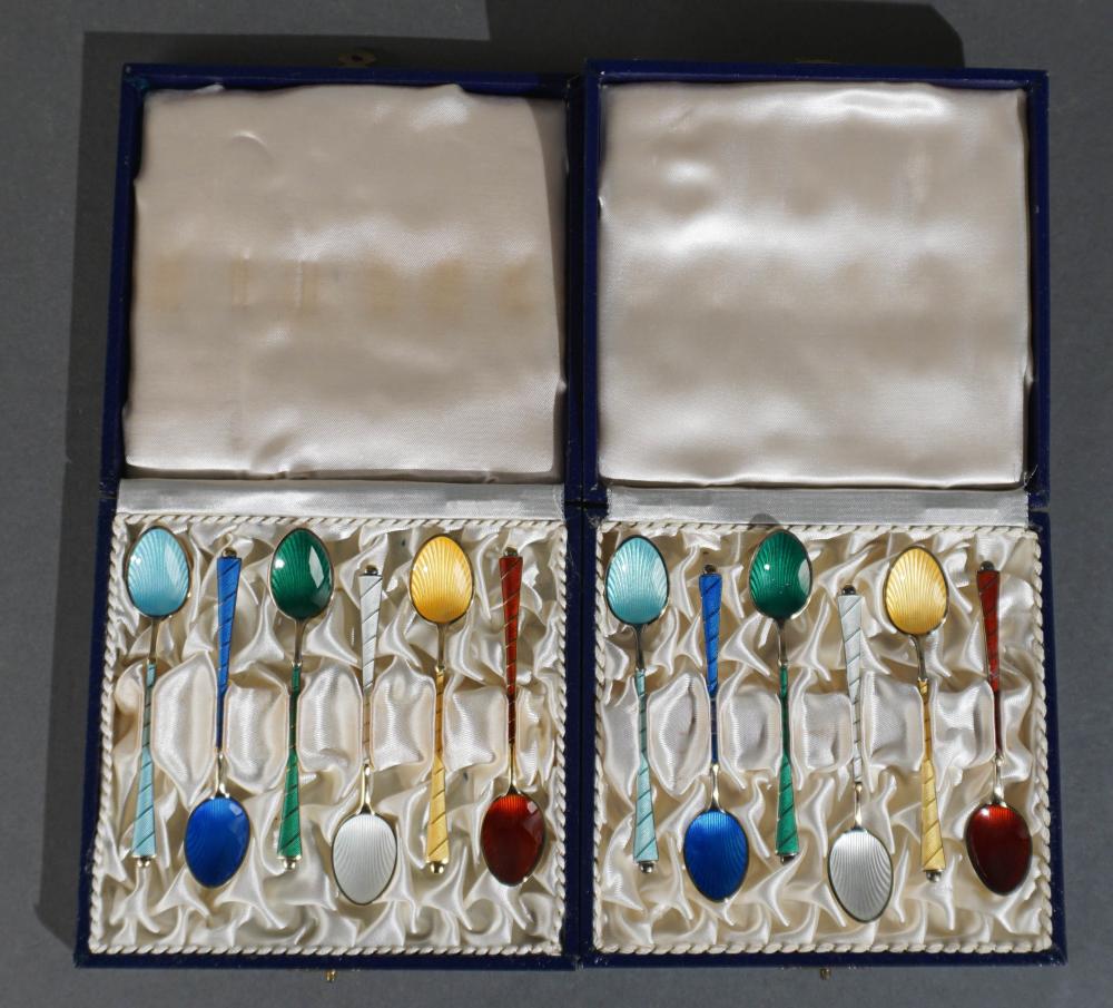 TWO SETS OF DANISH ENAMEL DECORATED 2e7888