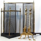 Group of brass fireplace and household