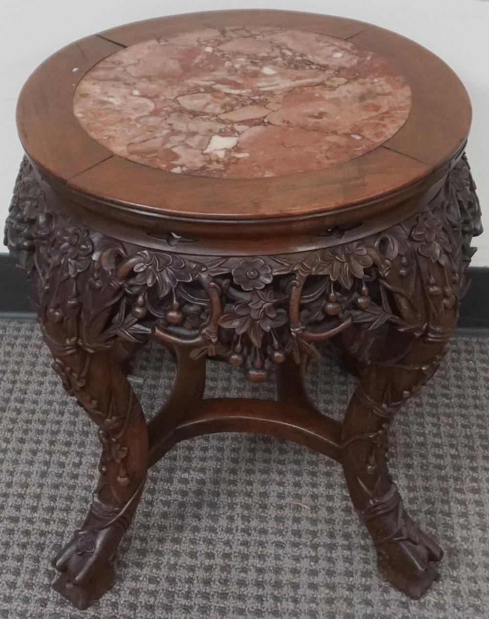 CHINESE CARVED HARDWOOD AND MARBLE 2e64ec