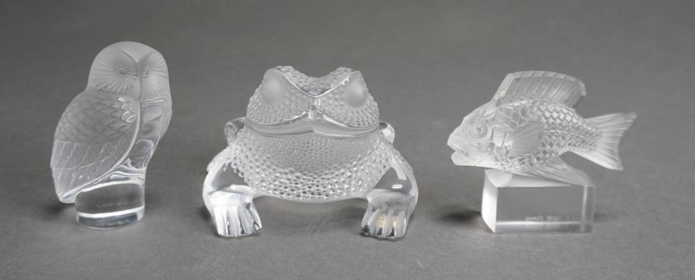 LALIQUE GLASS FIGURES OF OWL AND 2e664a