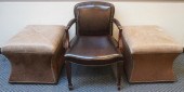 PAIR LEATHER UPHOLSTERED STOOLS 2e68e8