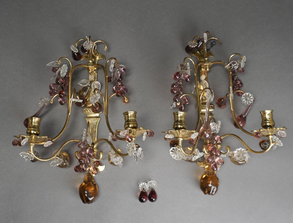 PAIR NEOCLASSICAL STYLE BRASS TWO LIGHT 2e6943