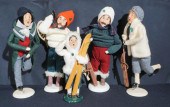 FIVE BYERS CHOICE WINTER SPORTS FIGURINES,