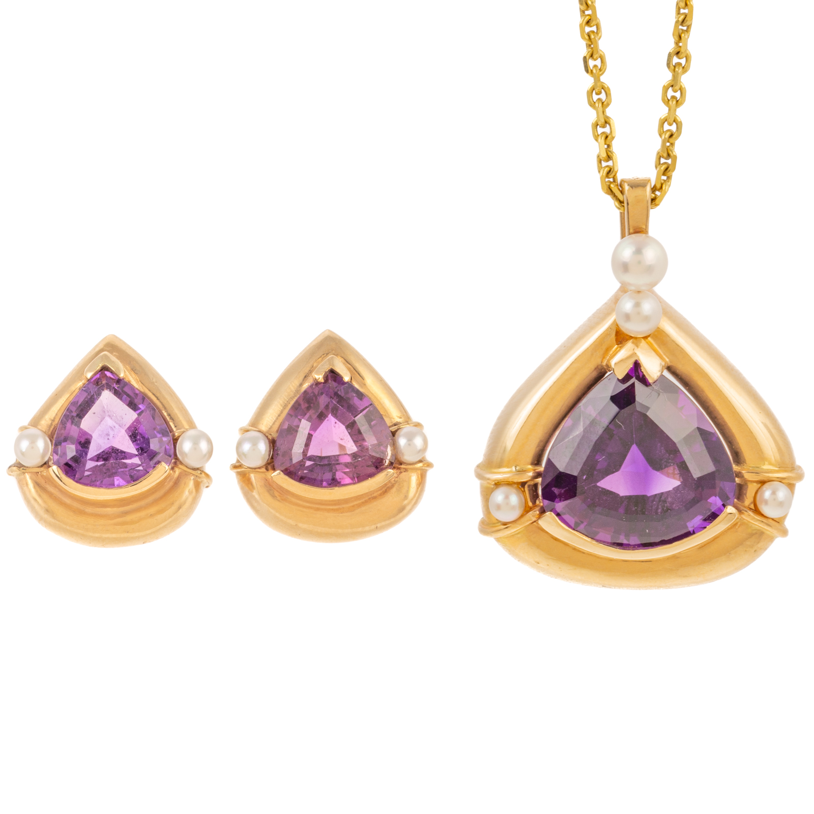 A SUITE OF AMETHYST PEARL GOLD 2e9f2a