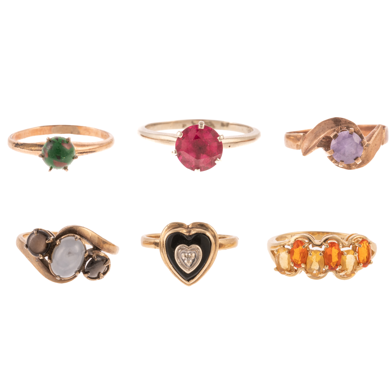 A COLLECTION OF SIX 14K GEMSTONE 2e9f65