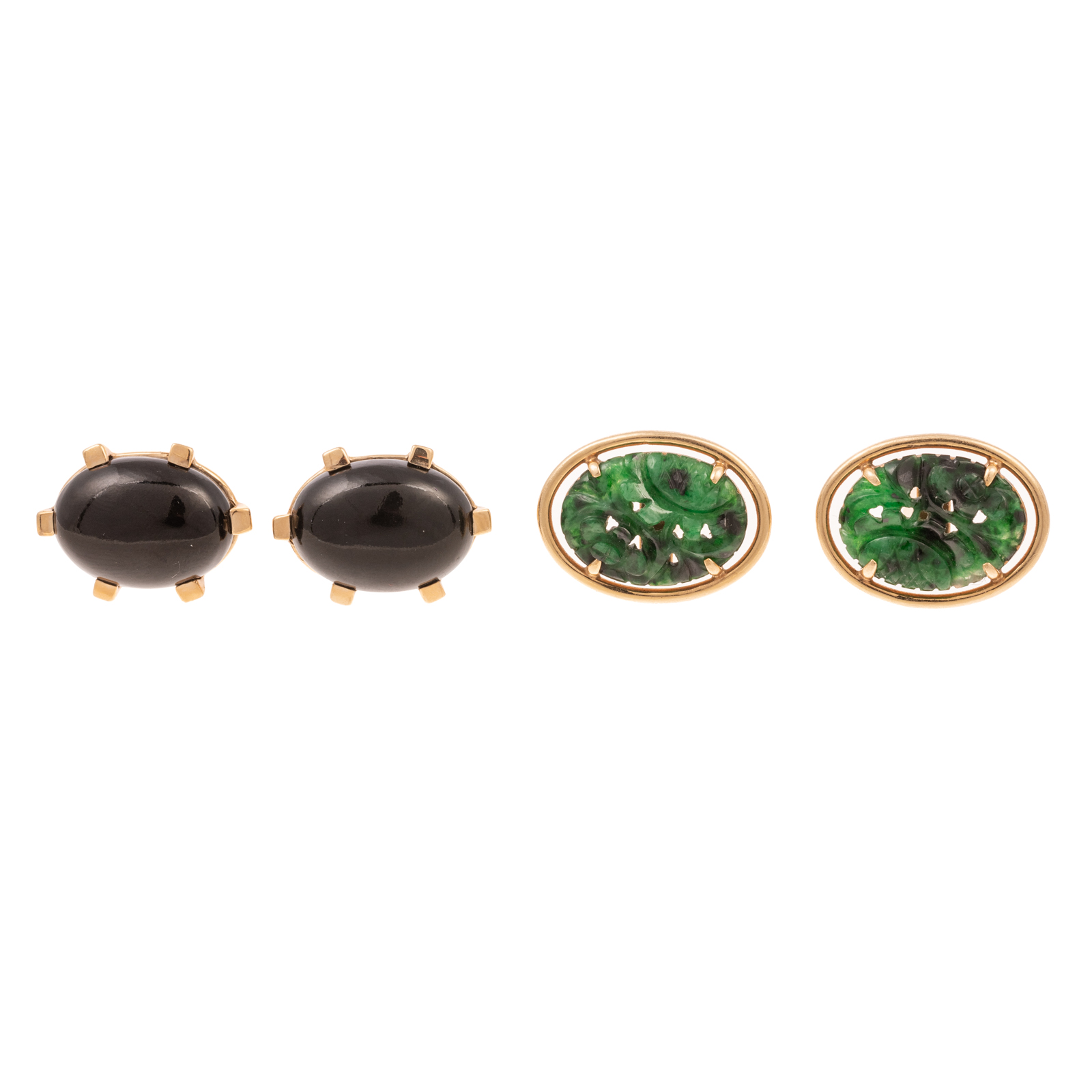 TWO PAIRS OF 14K CUFFLINKS IN ONYX 2e9f7d