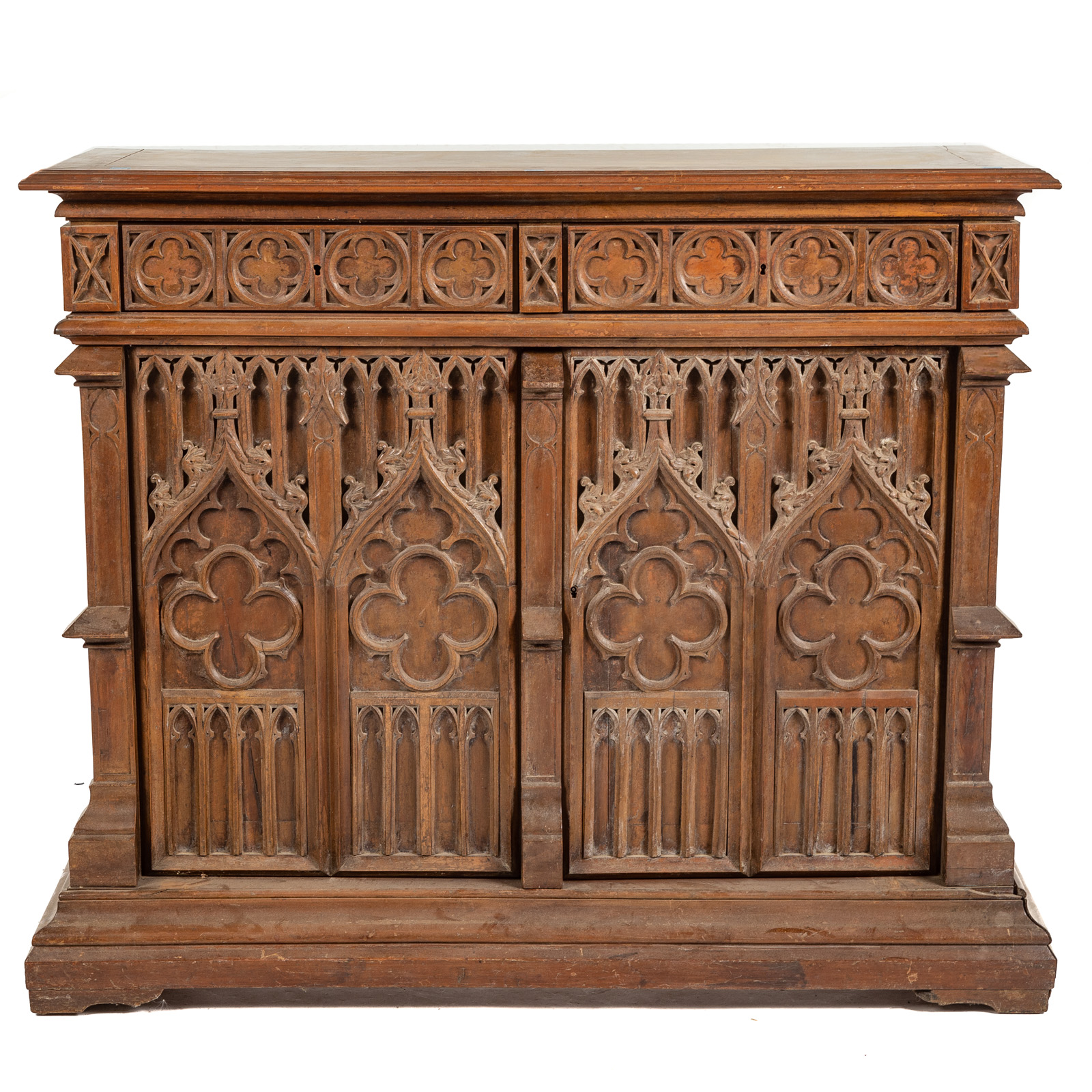 GOTHIC STYLE CARVED WALNUT TWO DOOR 2ea098