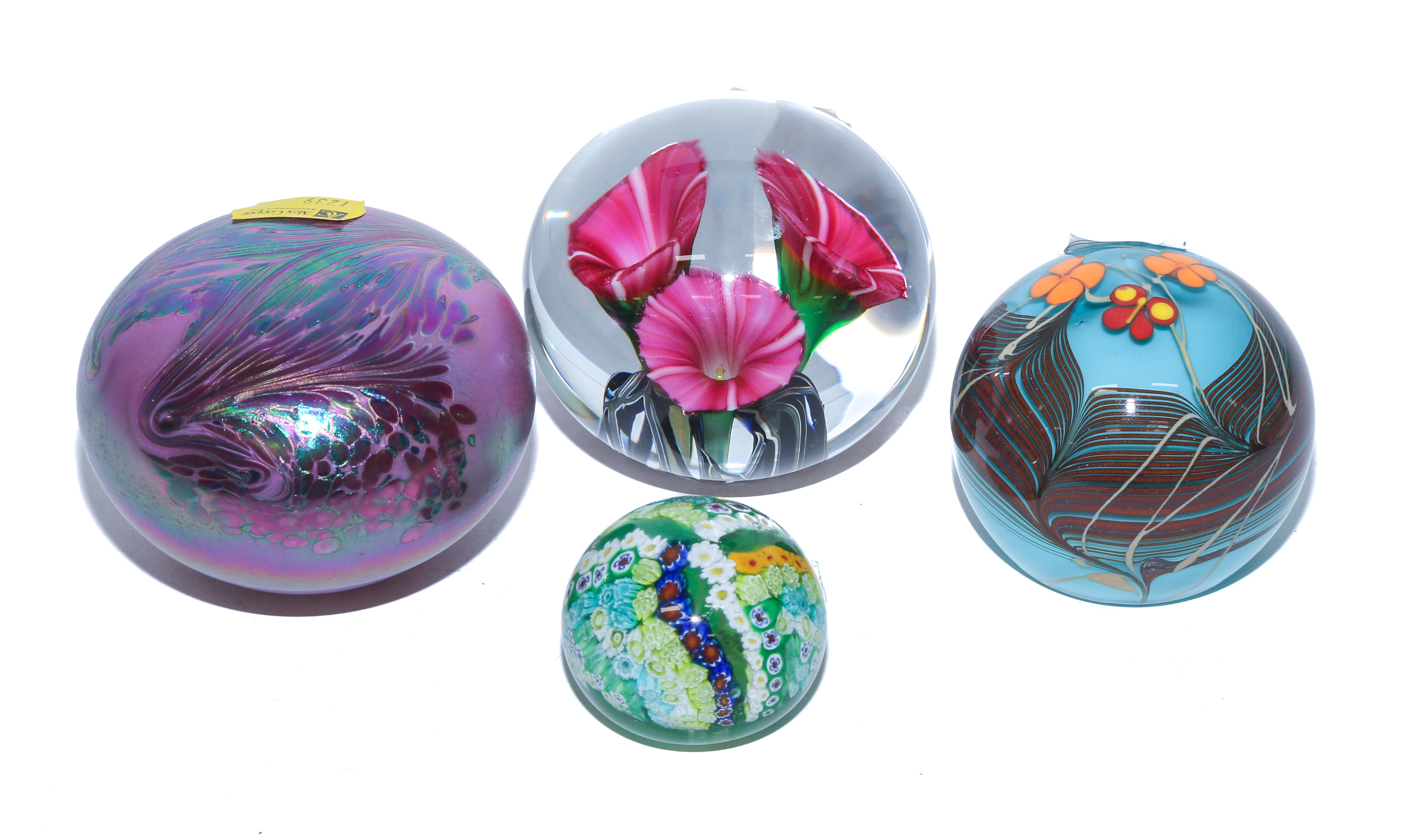 FOUR ART GLASS PAPERWEIGHTS BY 2ea538