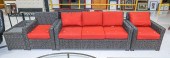 FOUR PIECES OF RATTAN STYLE PATIO FURNITURE
