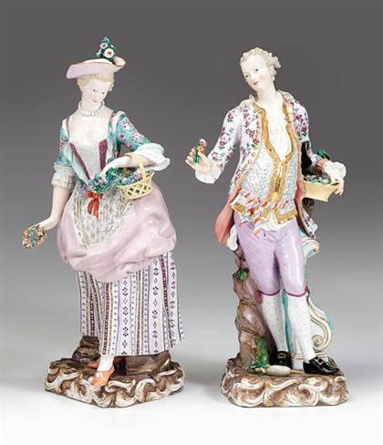 Pair of large Meissen porcelain figures of