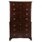 GEORGE III OAK CHEST ON CHEST Two piece 2e9090